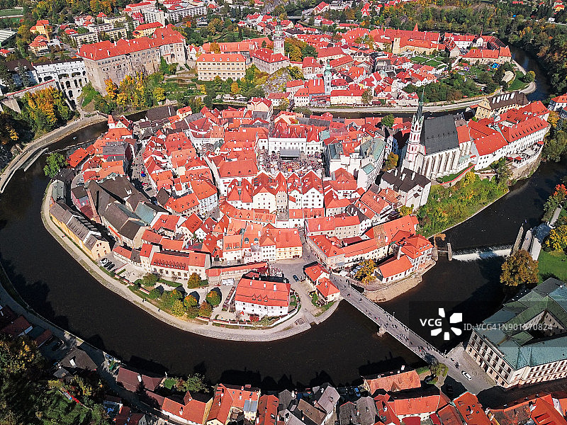 克鲁姆洛夫空中全景图片素材