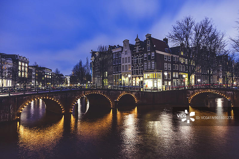 阿姆斯特丹静谧的运河风光图片素材