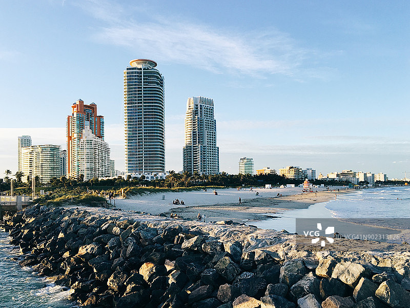 美国佛罗里达州迈阿密南海滩天际线图片素材