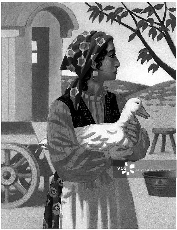 站在栏杆旁的女人图片素材