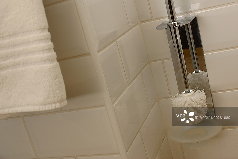 浴室毛巾和擦洗刷图片素材