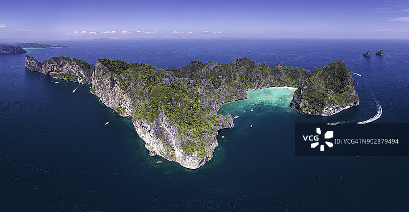 泰国普吉岛珊瑚岛热带岛屿海滩鸟瞰图图片素材