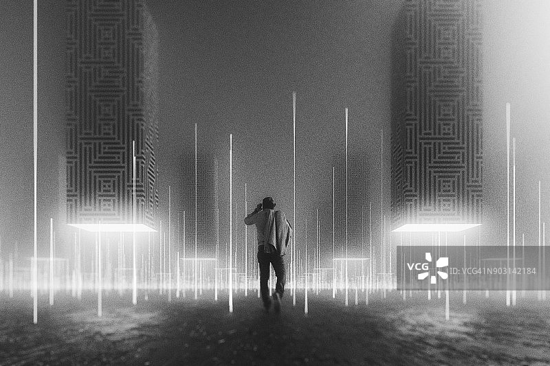 迷失在网络世界的商人图片素材