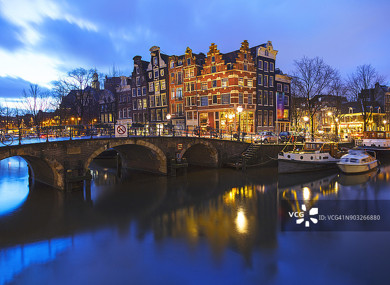 阿姆斯特丹静谧的运河风光图片素材