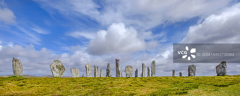 卡拉尼什立石，新石器时代晚期遗迹，位于苏格兰外赫布里底群岛刘易斯岛西海岸图片素材