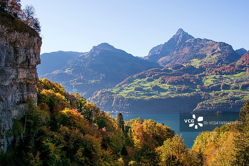 瓦伦湖，圣加仑，瑞士图片素材