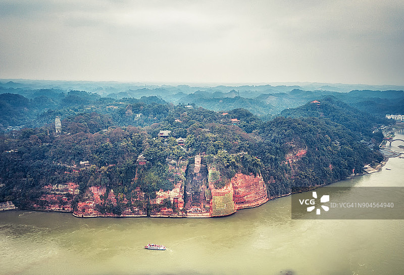 乐山大佛航拍照片图片素材