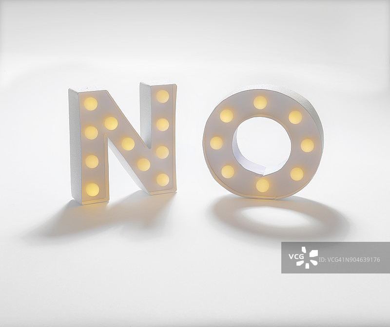 用发光字母书写的“否”字图片素材