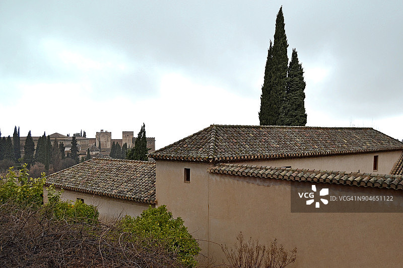 格拉纳达阿尔罕布拉城堡航拍图片素材