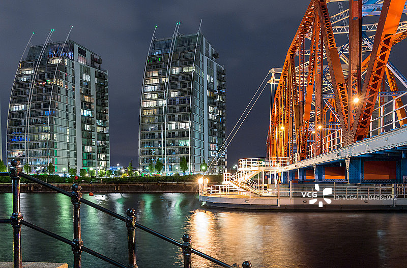 底特律摇摆桥，位于英国曼彻斯特索尔福德码头图片素材