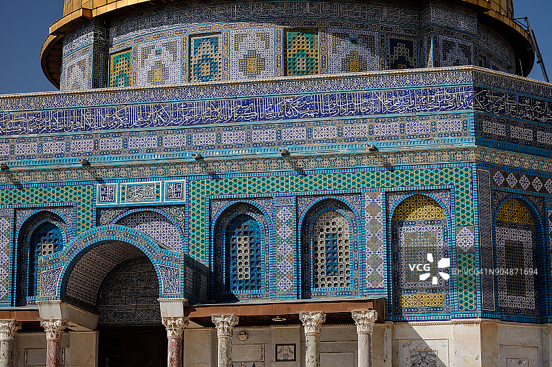 耶路撒冷圆顶清真寺的马赛克。图片素材