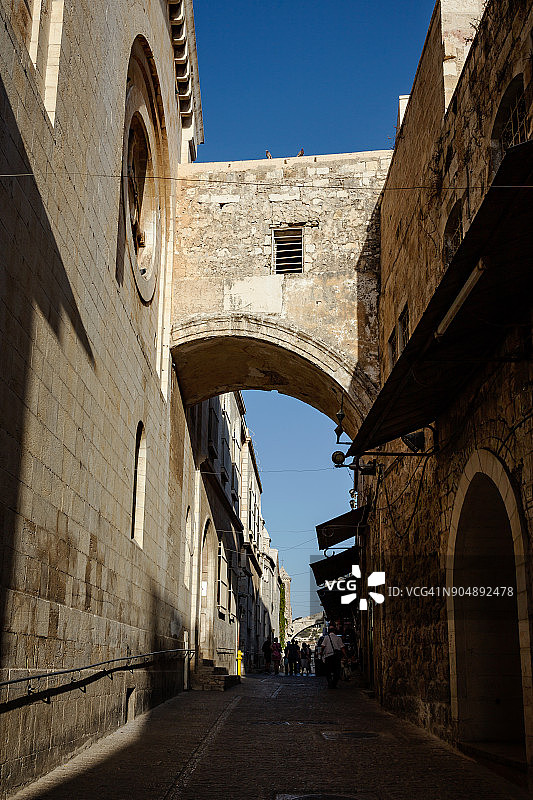 耶路撒冷老城的苦路凯旋拱图片素材