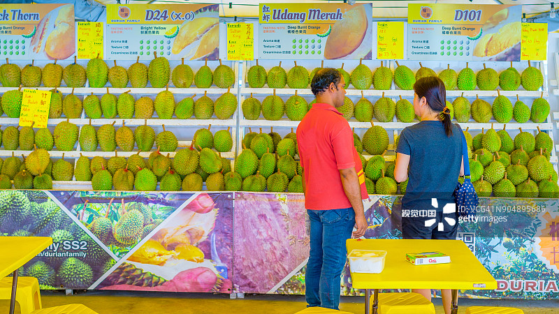 马来西亚八打灵再也榴莲摊图片素材