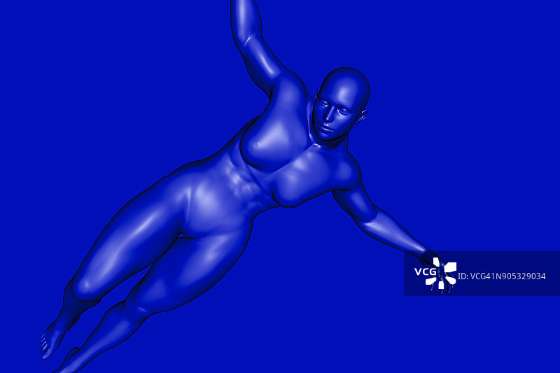 跳舞的蓝色女性AI机器人3D渲染图片素材