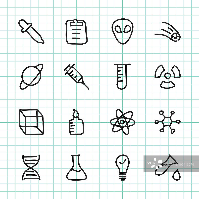 手绘科学图标系列图片素材