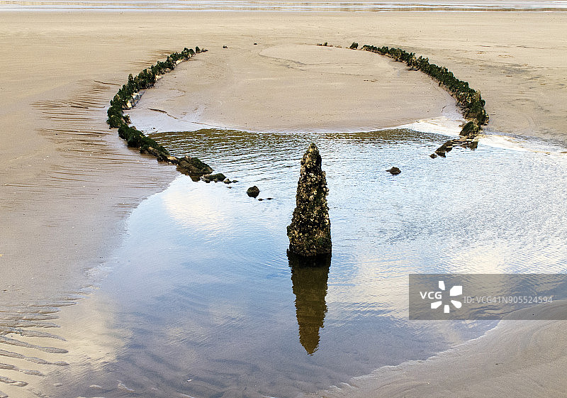 威尔士海岸小径：卡马森郡马罗斯沙滩图片素材