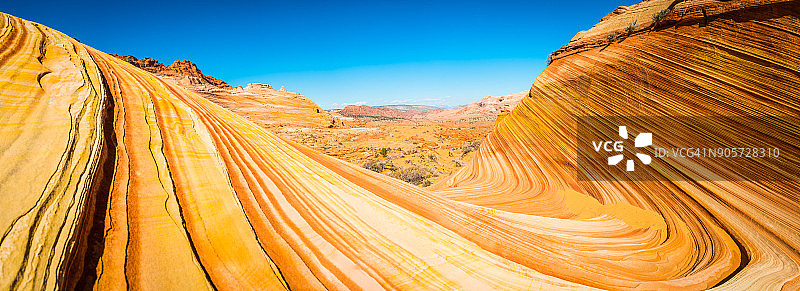 亚利桑那州土狼丘的波浪状地层全景图片素材