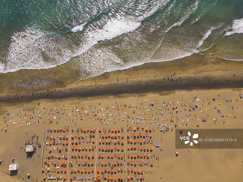 西班牙大加那利岛马斯帕洛马斯海滩鸟瞰图片素材