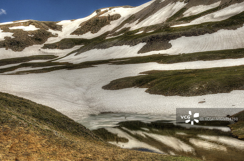 山间池塘的春色图片素材