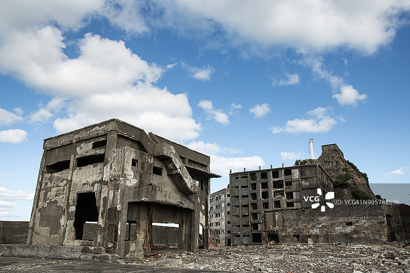 日本长崎军舰岛遗址图片素材