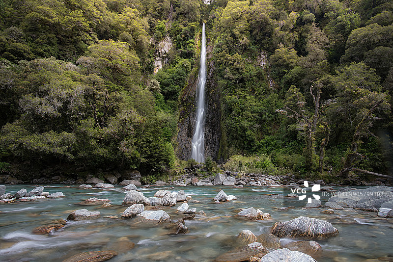 新西兰哈斯特河雷霆溪瀑布图片素材