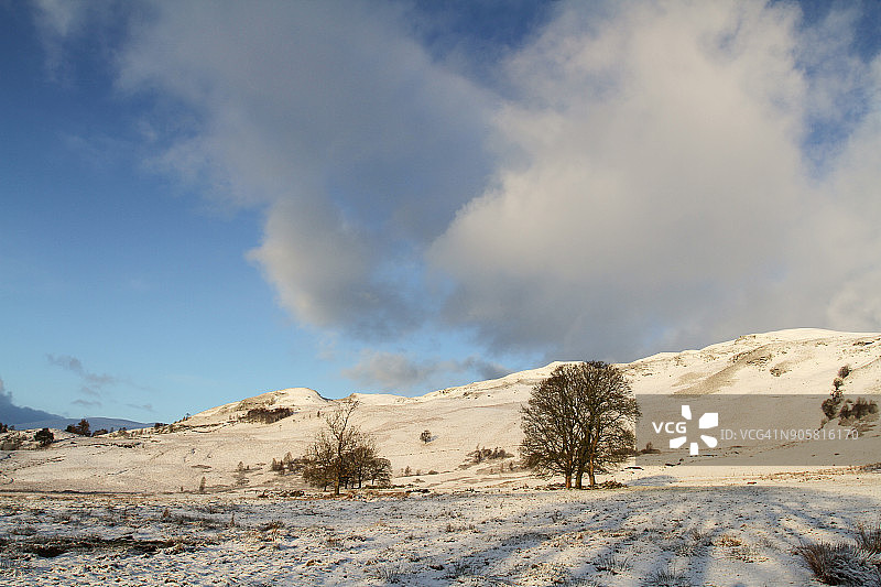 英国苏格兰珀斯郡金洛赫兰诺赫的壮丽山脉冬季景色图片素材