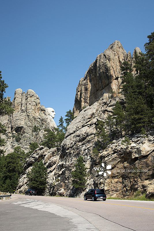 离开南达科他州拉什莫尔山纪念碑谷，美国图片素材