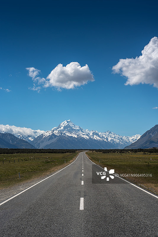 通往库克山国家公园的道路，新西兰图片素材