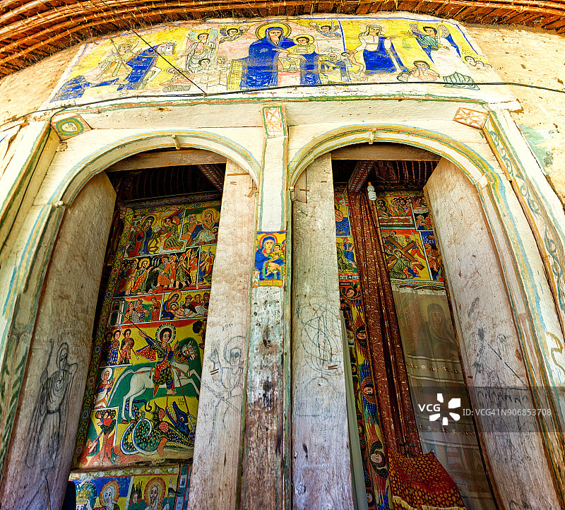 埃塞俄比亚巴希尔达尔塔纳湖阿兹瓦·马里亚姆修道院，2017年12月2日图片素材