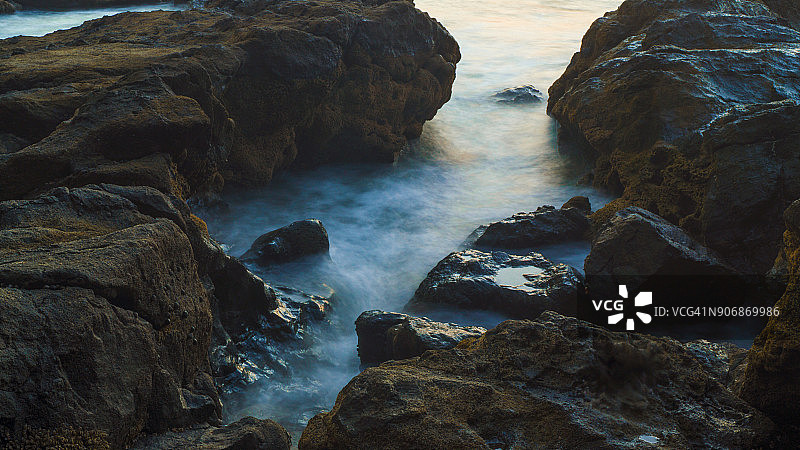 海滩场景的长时间曝光图片素材