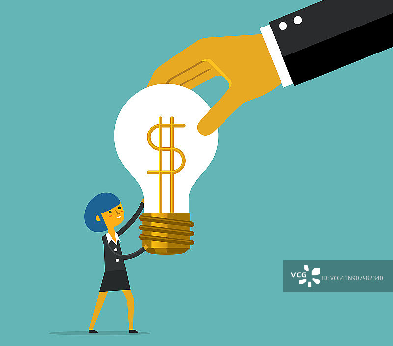 女商人与灯泡图片素材