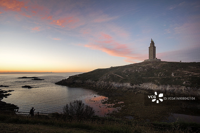 西班牙拉科鲁尼亚的罗马灯塔：赫拉克勒斯塔图片素材