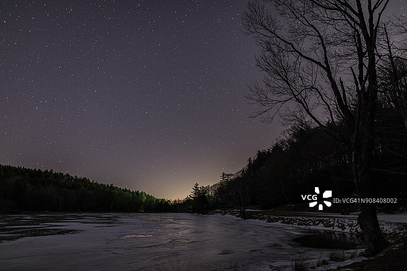 贝斯湖的冬日星空图片素材