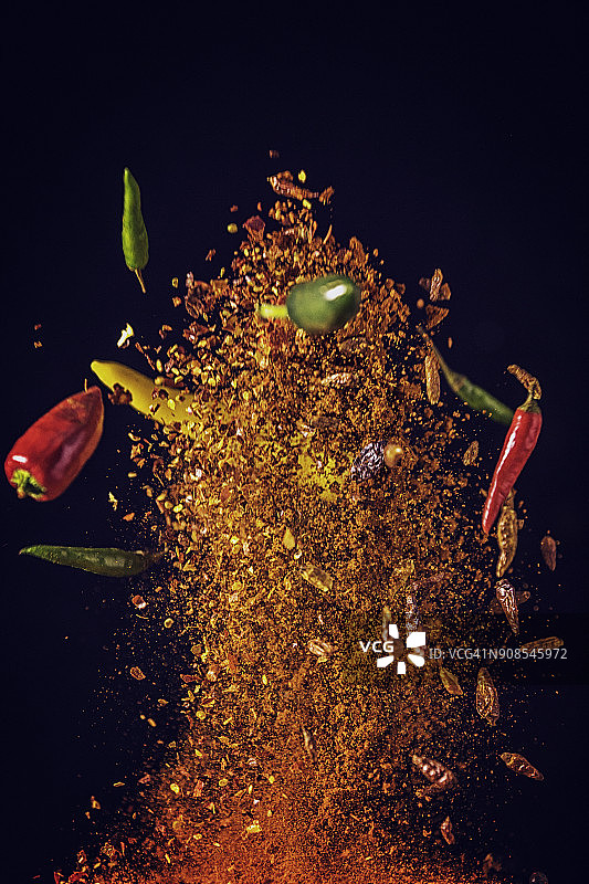 辣椒罗勒香料混合美食图片素材