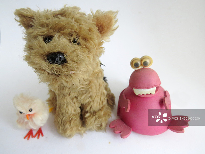 玩具：小狗和鸡是好朋友图片素材