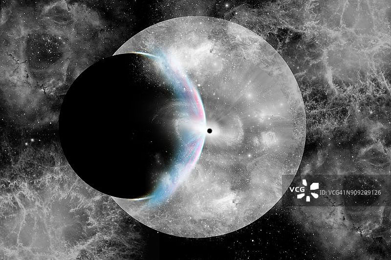 一颗行星被拉入黑洞的瞬间图片素材