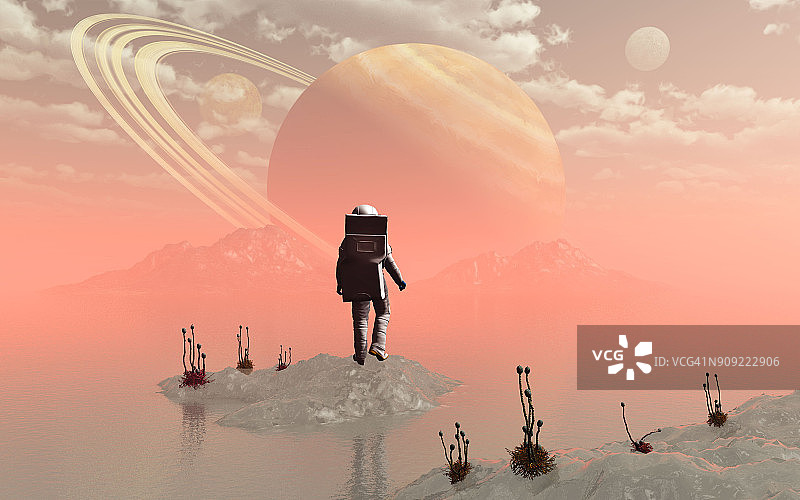 土卫六上的宇航员图片素材