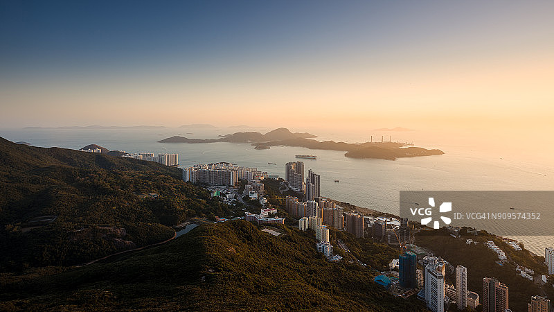 数码港和南丫岛日落图片素材