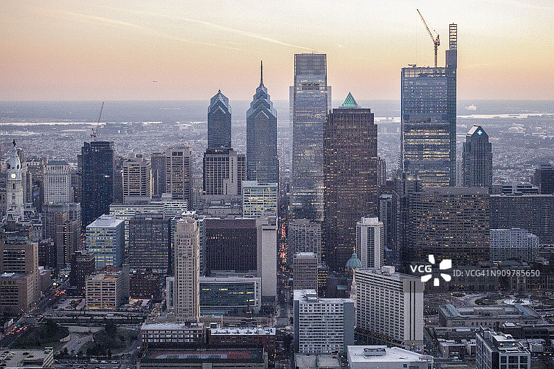 费城市中心航拍图片素材