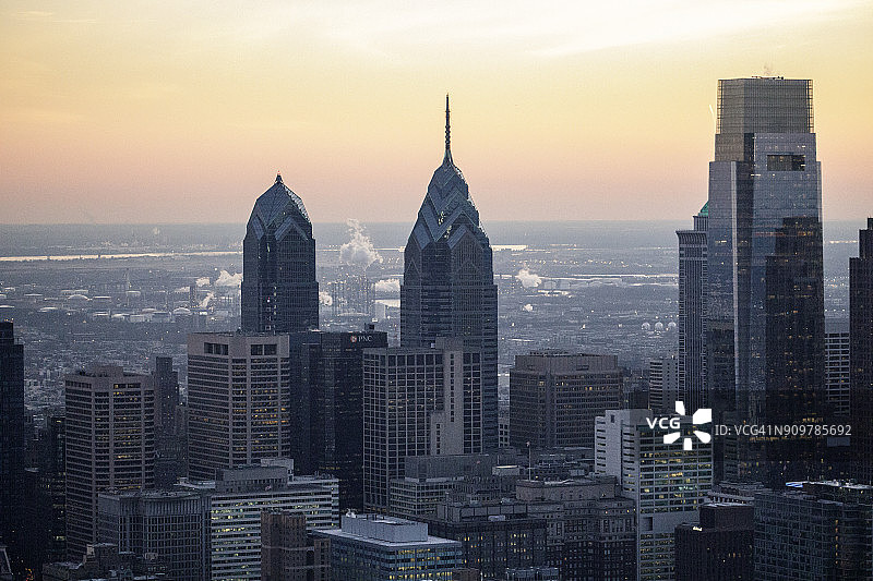 费城市中心航拍图片素材