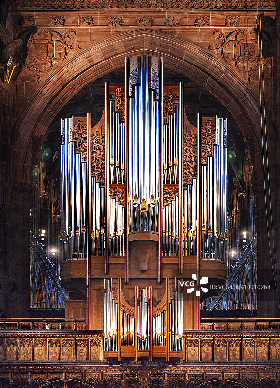 英国曼彻斯特大教堂管风琴图片素材