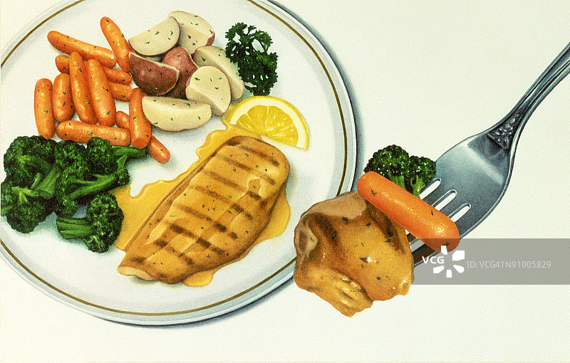 蔬菜鸡肉主菜图片素材