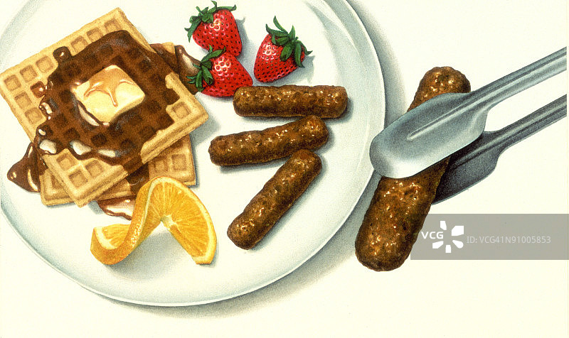 香肠华夫饼图片素材