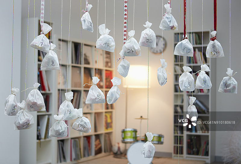 降临节日历，小袋悬挂图片素材