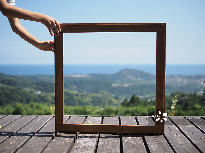 具有真实景观的相框图片素材