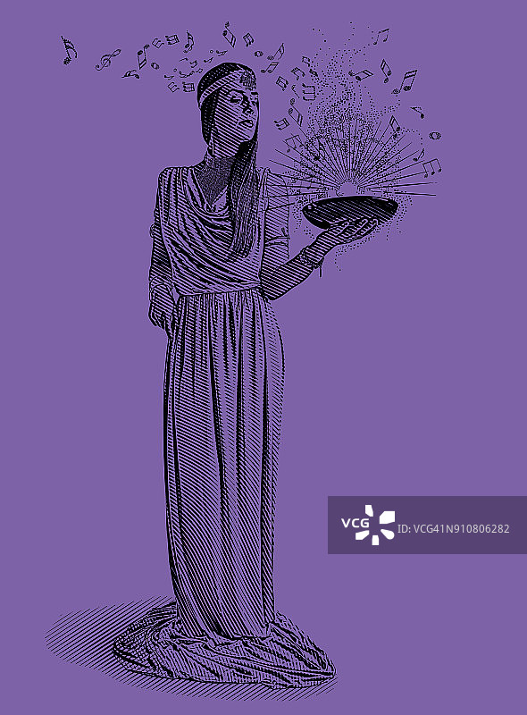 紫外线雕刻：创作音乐的女性音乐家图片素材