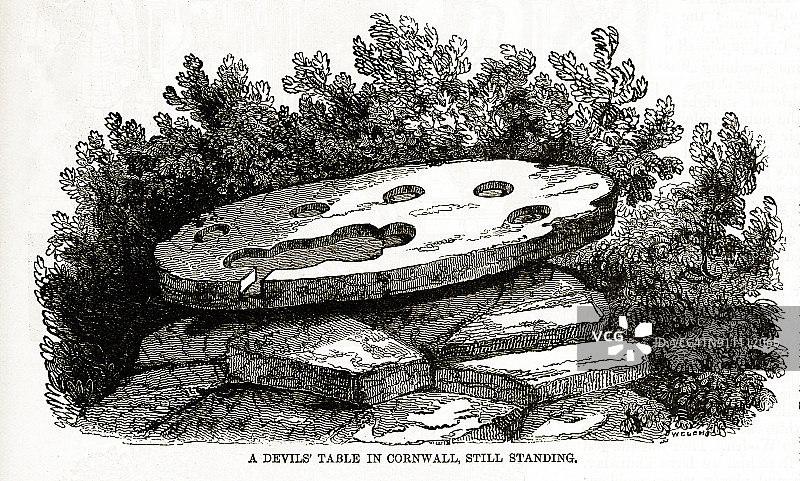 康沃尔的魔鬼桌，英国雕刻图片素材
