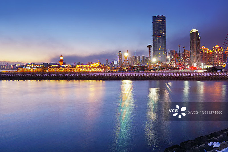 大连星海湾夜景图片素材