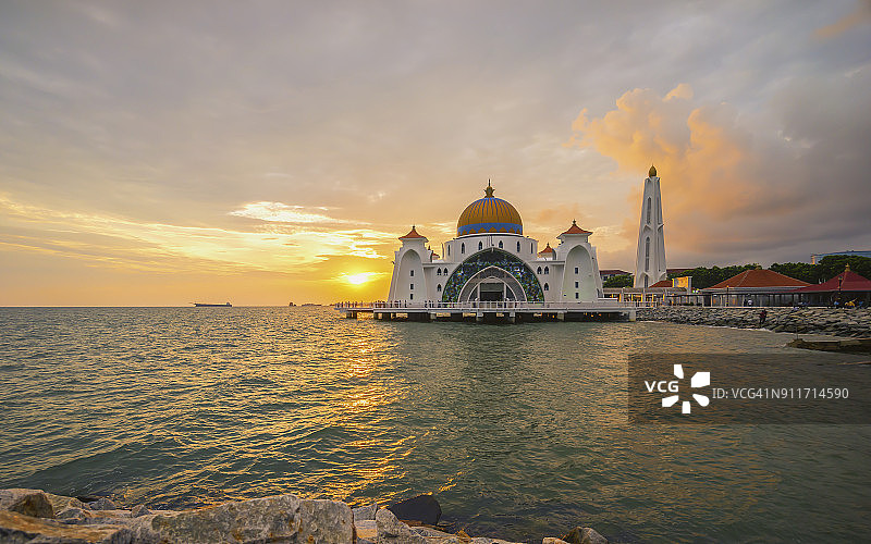 马六甲海峡清真寺图片素材