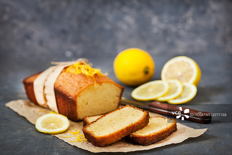 经典柠檬磅蛋糕图片素材